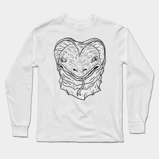 Scary Snake Monster Horror Black Lineart Long Sleeve T-Shirt